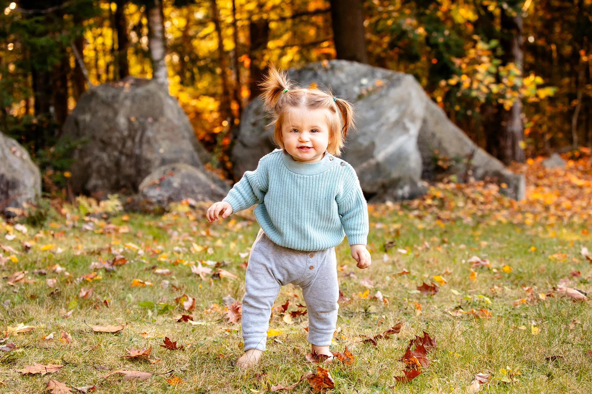 maine family photography sleeper wolland 19 A young girl smiles during a fall family portrait session near Bangor, Maine.