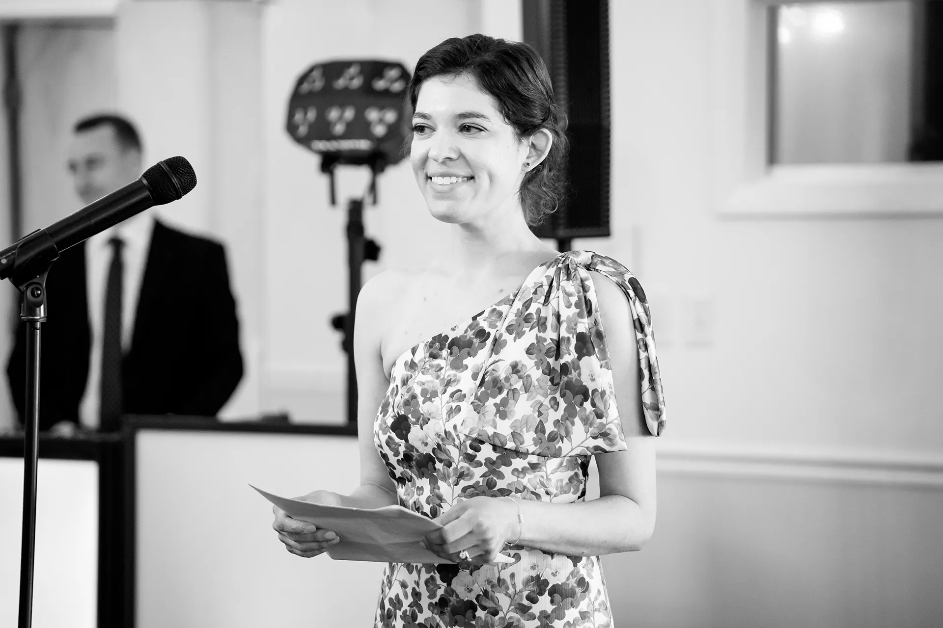 A maid of honor gives a toast during a wedding reception at the Atlantic Oceanside Hotel & Event Center in Bar Harbor, Maine.