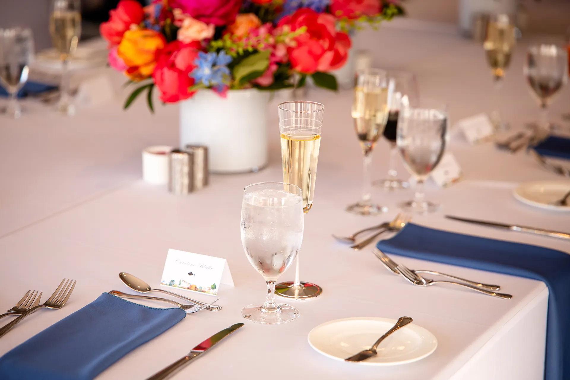 maine wedding photography caroline max 25 A wedding reception setup in the Porcupine Room at the Bar Harbor Inn and Spa in Bar Harbor, Maine.