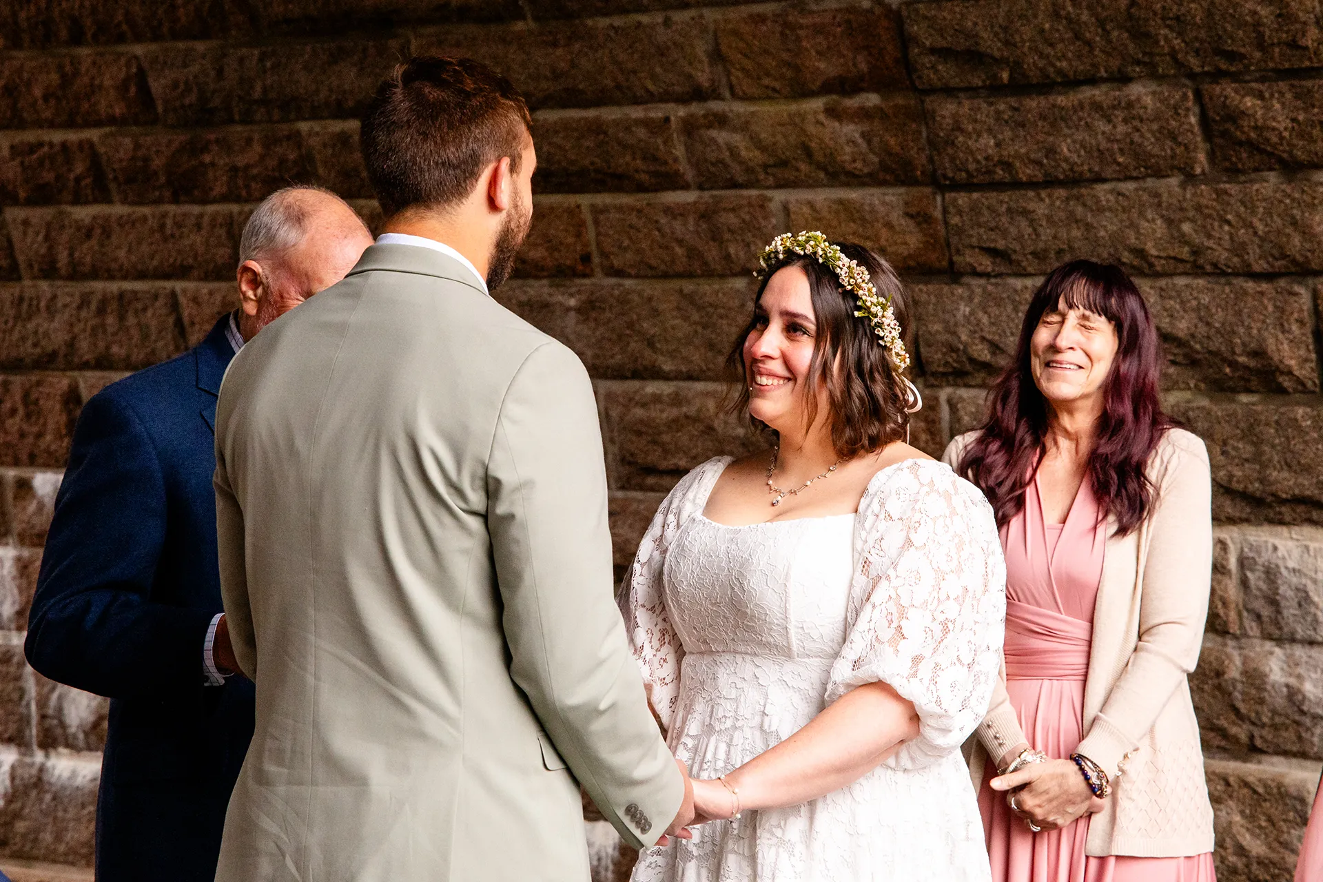 maine wedding photography mystic andrew 01 A bride smiles at a groom during an elopement at Eagle Lake in Acadia National Park near Bar Harbor, Maine.
