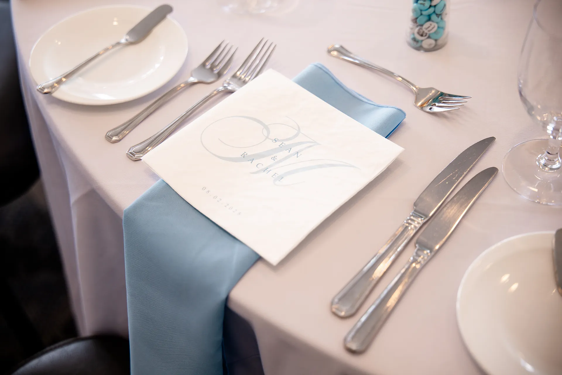 A closeup of a menu for a wedding reception in the Porcupine Room at the Bar Harbor Inn and Spa in Bar Harbor, Maine.