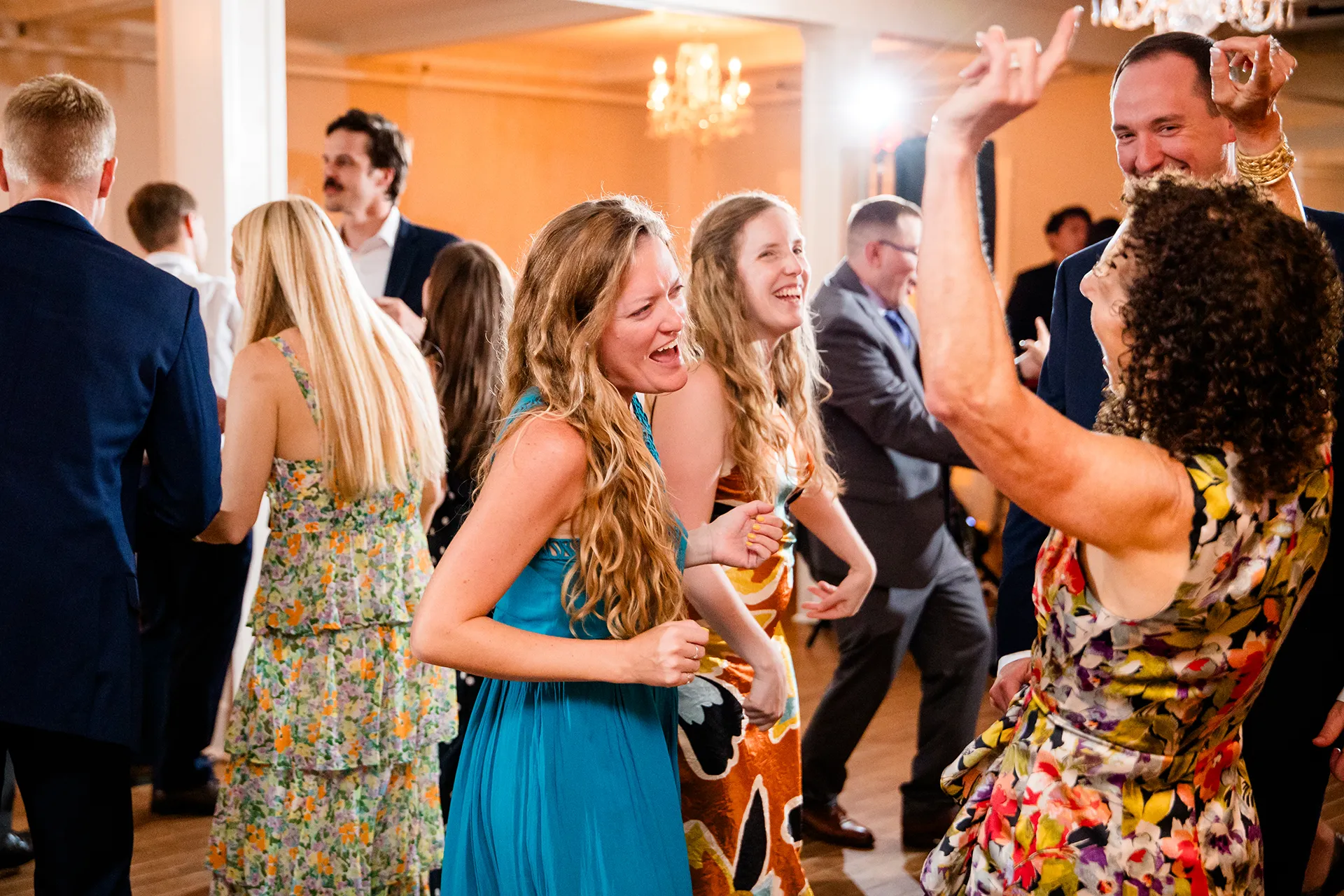 Wedding guests dance during a reception at the Nonantum Resort in Kennebunkport, Maine.